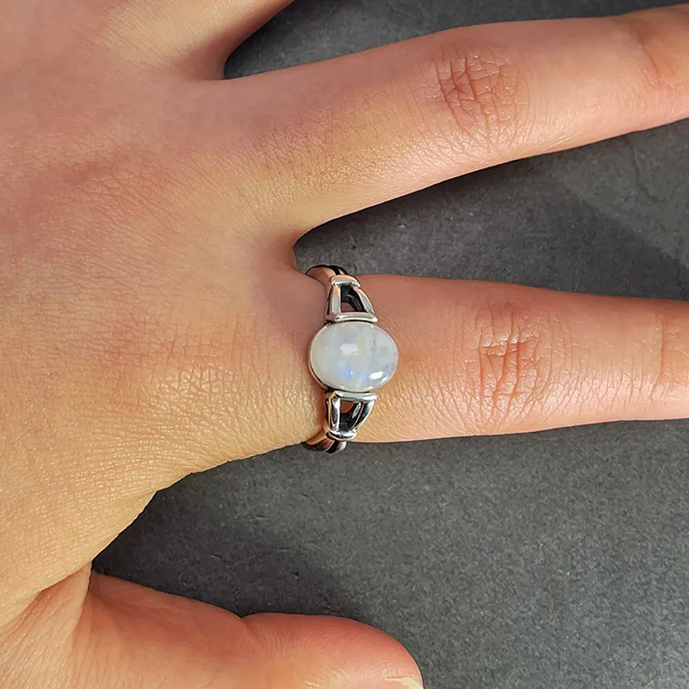 Twilight Real S925 Sterling Silver Bella Swan Natural Moonstone Ring - Twilight -