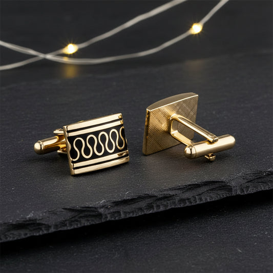 Men's Modern Square Geometric Pattern Cufflinks in Gift Box (4 Pieces) - Lovez Aqua© -