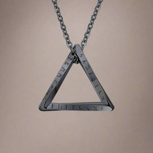 Men's Antique Twisted Norse Viking Triangle Pendant Necklace - Lovez Aqua© -