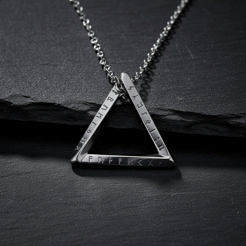 Men's Antique Twisted Norse Viking Triangle Pendant Necklace - Lovez Aqua© -