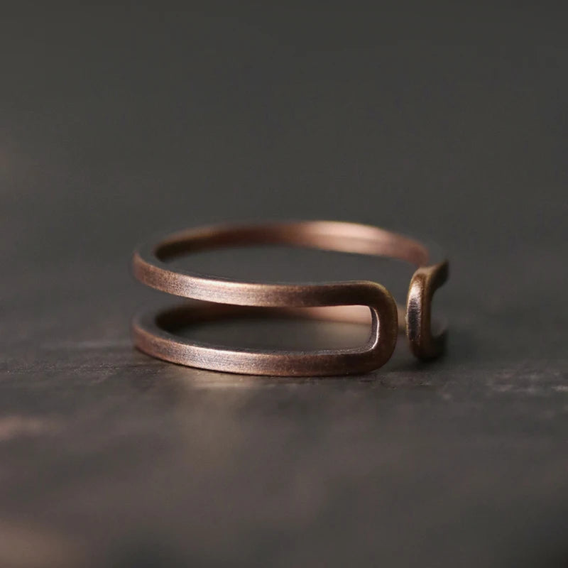 Hand-Crafted Solid Copper Adjustable Matching Couple Rings - Lovez Aqua© -
