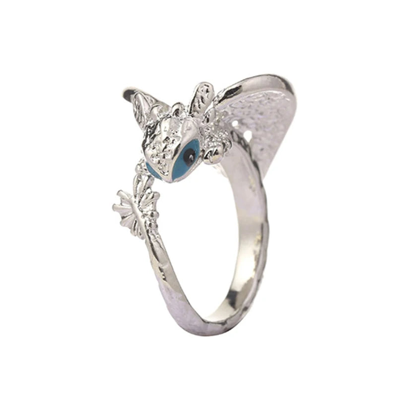How to Train Your Dragon Toothless or Light Fury Punk Ring - Lovez Aqua© - White