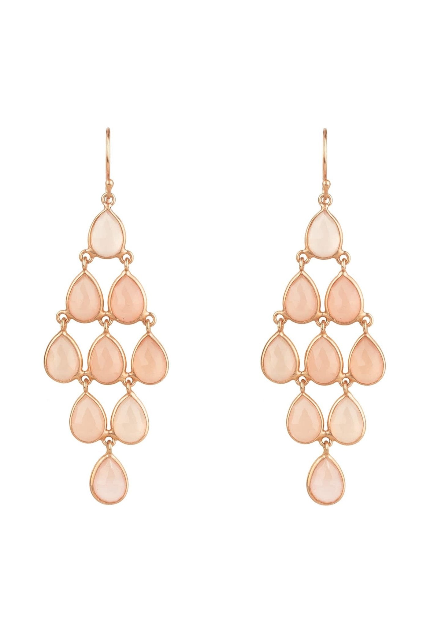 Women's 22ct Rose Gold Plated Rose Quartz Gemstone Cascade Earrings - Lovez Aqua© -