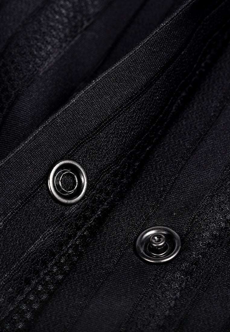 Women’s Black Long Sleeve Shirt with Semi-transparent Striped Pattern & Buttons - Lovez Aqua© -