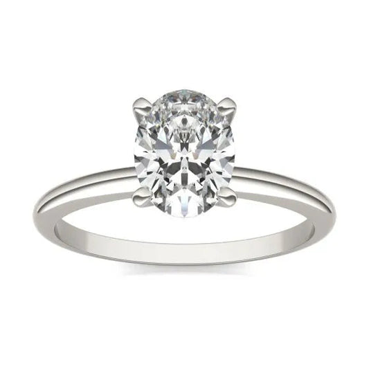 14K White Gold 1 1/2 CTW Oval Lab Grown Diamond Solitaire Engagement Ring - Lovez Aqua© - 5