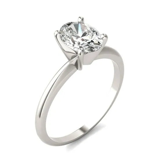 14K White Gold 1 1/2 CTW Oval Lab Grown Diamond Solitaire Engagement Ring - Lovez Aqua© -