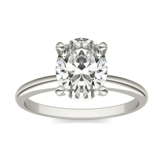 14K White Gold 2.00 CTW Oval Lab Grown Diamond Solitaire Engagement Ring - Lovez Aqua© -