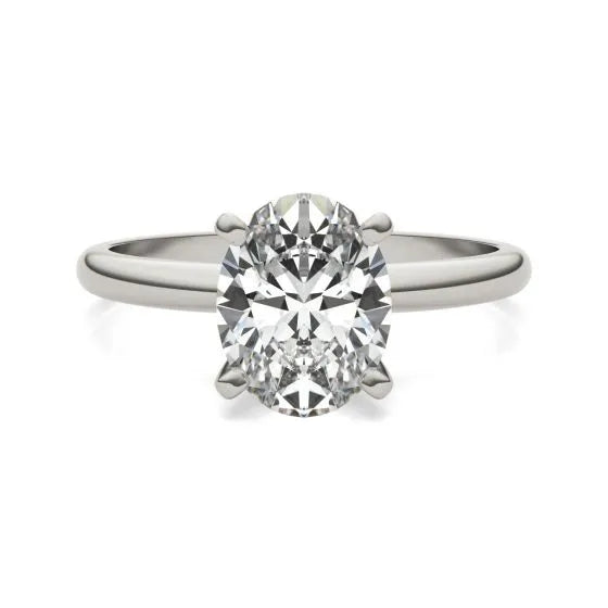 14K White Gold 2.00 CTW Oval Lab Grown Diamond Solitaire Engagement Ring - Lovez Aqua© -