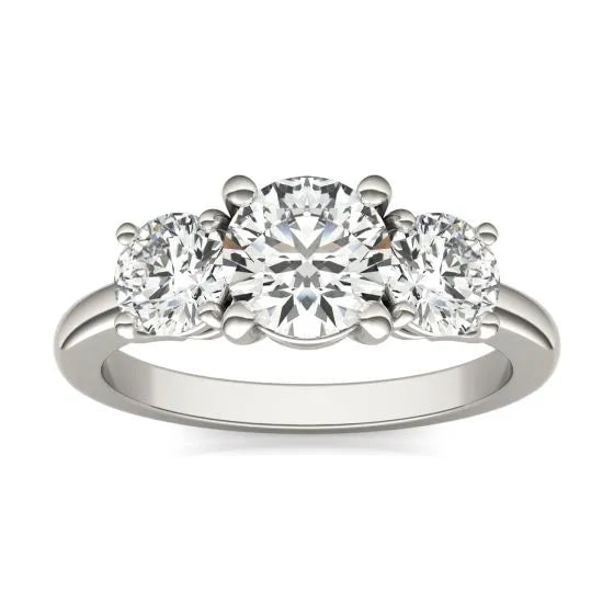 14K White Gold 2 CTW Classic Three-Stone Round Lab Grown Diamond Engagement Ring - Lovez Aqua© - 5