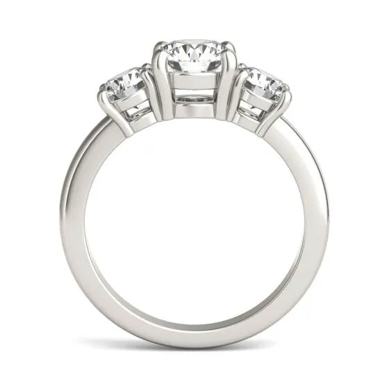 14K White Gold 2 CTW Classic Three-Stone Round Lab Grown Diamond Engagement Ring - Lovez Aqua© -