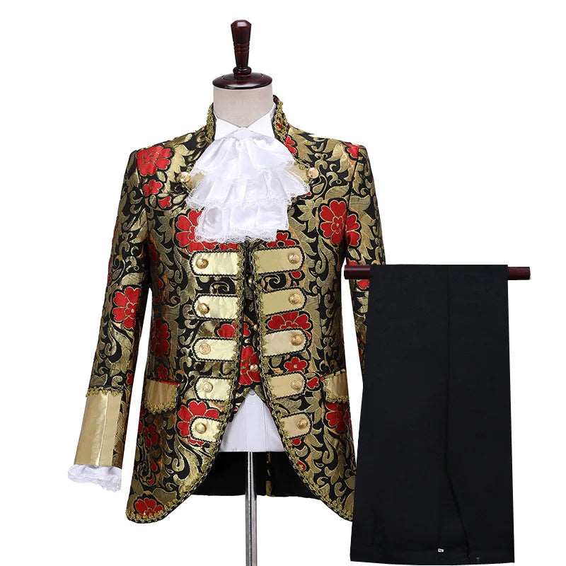 17th Century Baroque Men’s Suit with Embroidered Jacket, Vest & Pants - Lovez Aqua© -