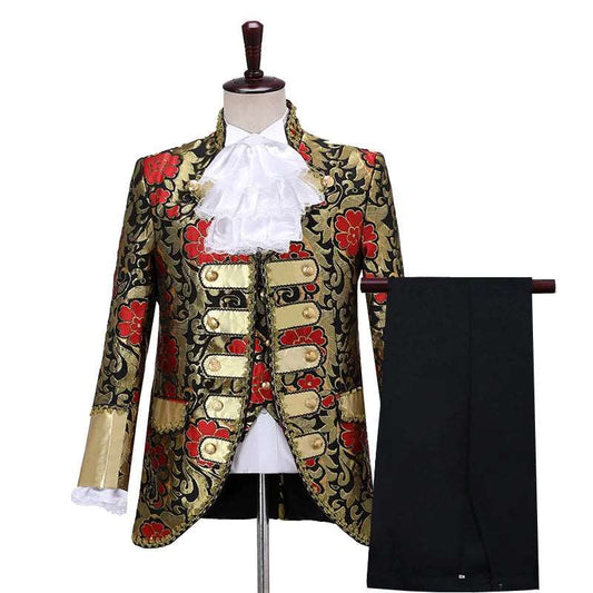 17th Century Baroque Men’s Suit with Embroidered Jacket, Vest & Pants - Lovez Aqua© -
