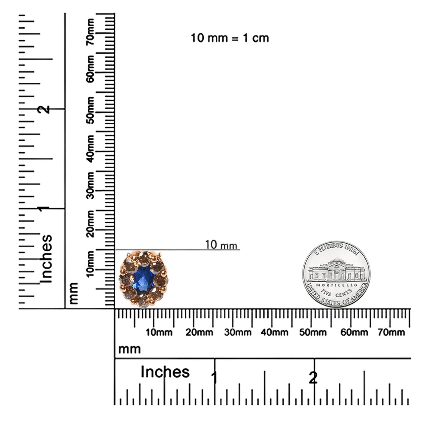 18K Rose Gold White & Brown Diamonds with Oval Blue Sapphire Halo Cluster - Lovez Aqua© -