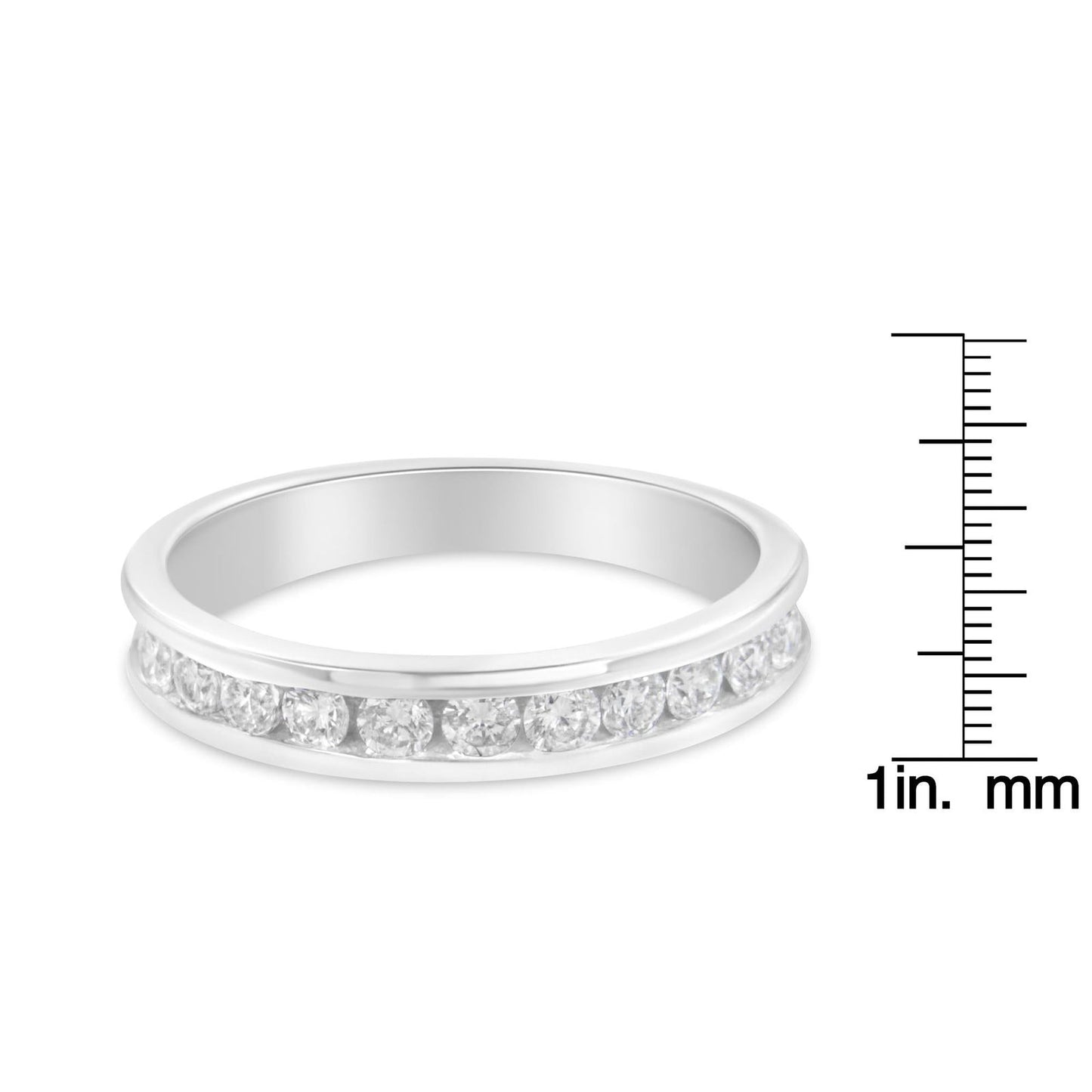 18K White Gold Channel Set Eternity Wedding Band Ring with Round Cut Diamonds - Lovez Aqua© -