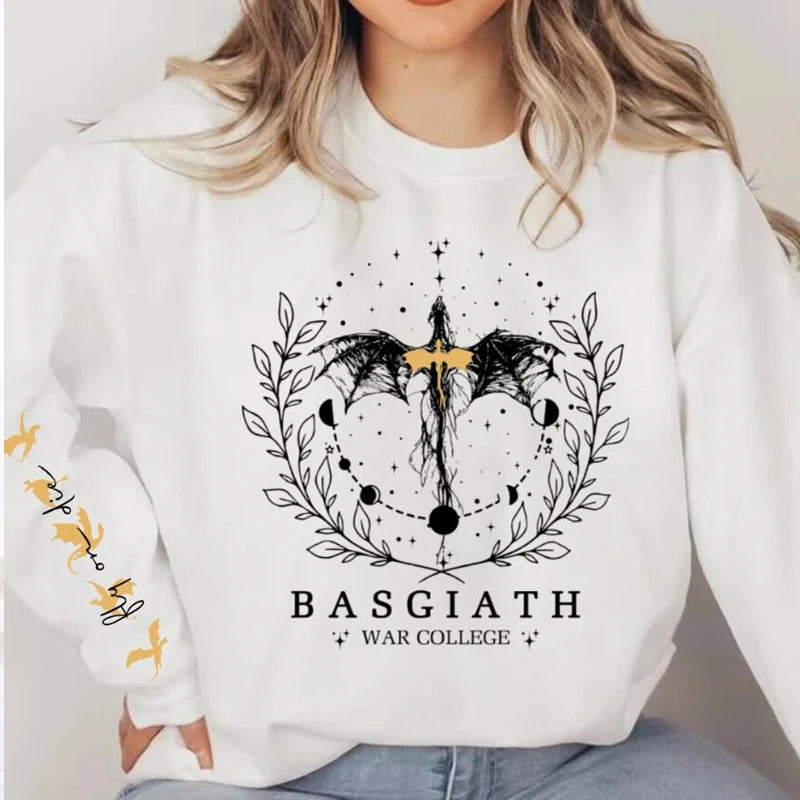 Fourth Wing Basgiath War College Dragon Women's Crewneck Pullover Sweatshirt - Fourth Wing - White / S