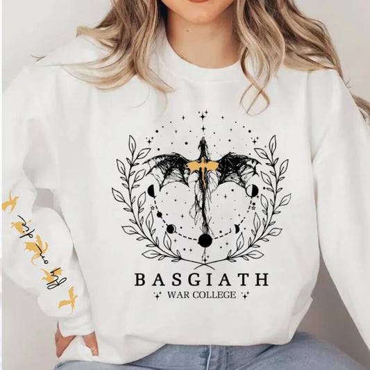 Fourth Wing Basgiath War College Dragon Women's Crewneck Pullover Sweatshirt - Fourth Wing - White / S
