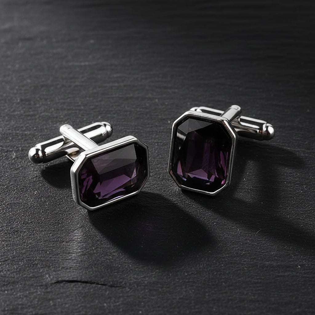 Men's Luxury Crystal Rhinestone Rectangle Cufflinks - Lovez Aqua© -