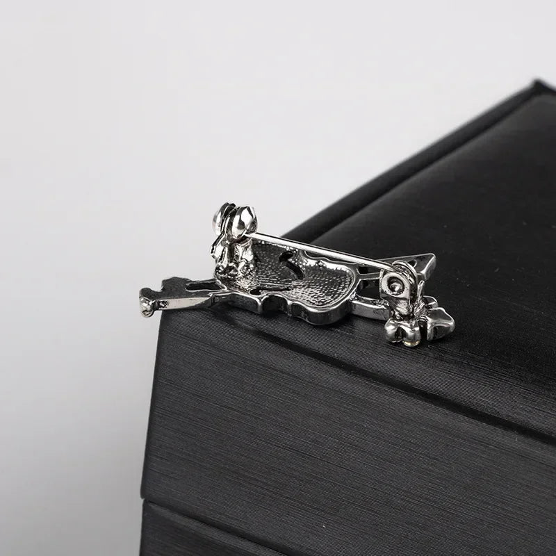Men's Luxury Crystal Musician's Violin Brooch - Lovez Aqua© -