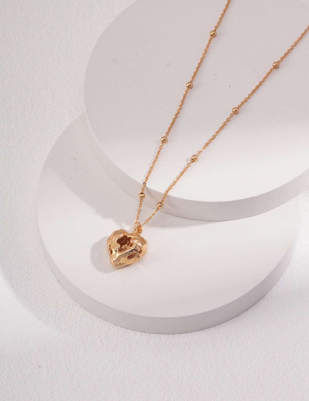 Women's 18ct Gold Vermeil Plated Love Heart Chunky Pendant Necklace - Lovez Aqua© - Default Title