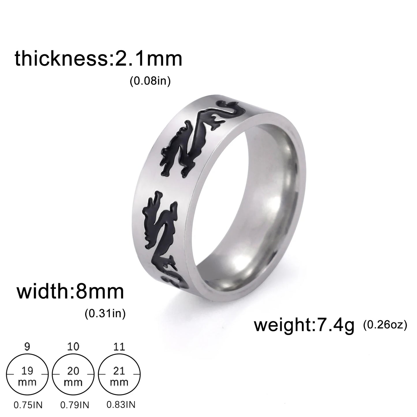 Men's Geometric Engraved Pattern Thick Stainless Steel Band Ring - Lovez Aqua© - Style 8 / 11