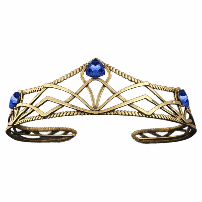 Women's Elvish Inspired Gold Silver Baroque Crystal Tiara - Lovez Aqua© -