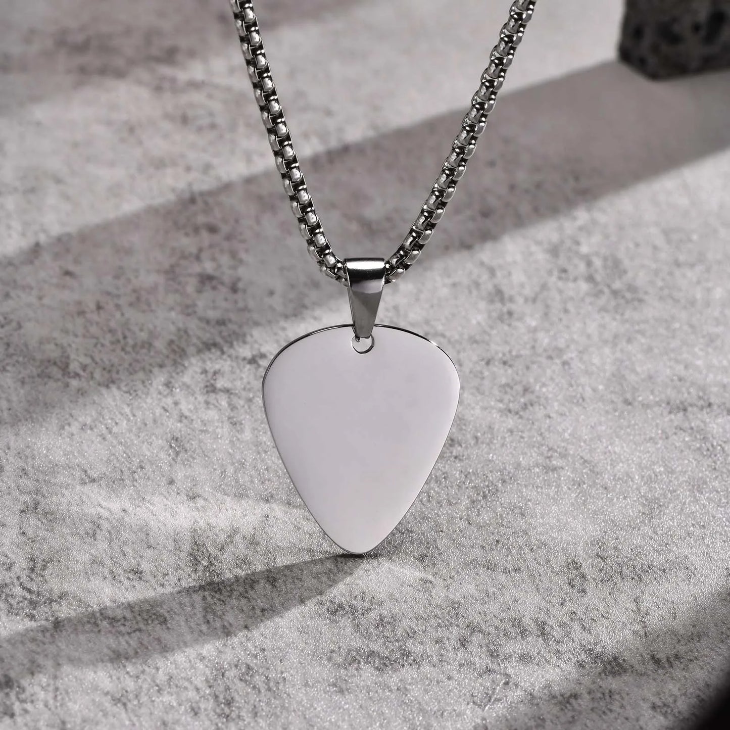 Men's Stainless Steel Guitar Pick Pendant Necklace - Lovez Aqua© -