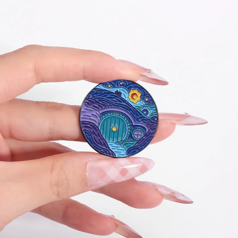 Lord of the Rings & The Hobbit Van Gogh Starry Sky Style Lapel Brooch - Lord of the Rings -