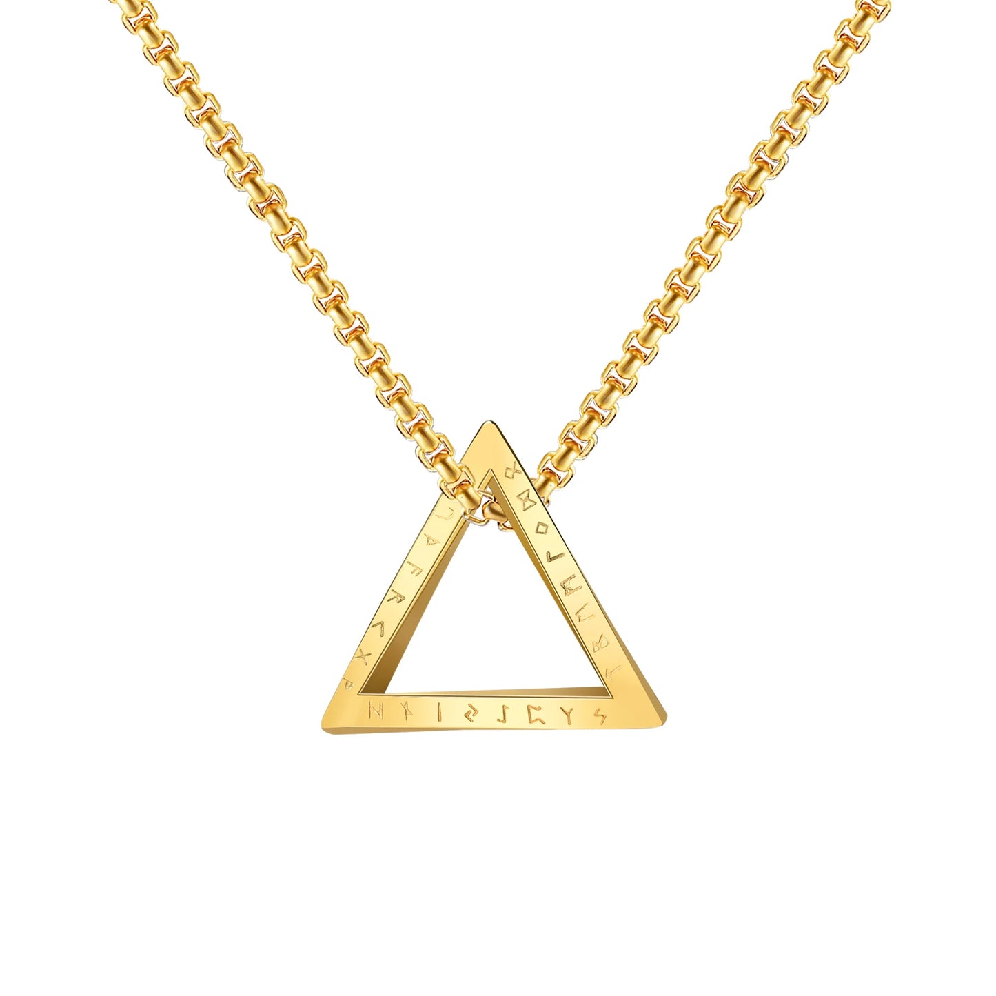Men's Antique Twisted Norse Viking Triangle Pendant Necklace - Lovez Aqua© - 3 / 50cm