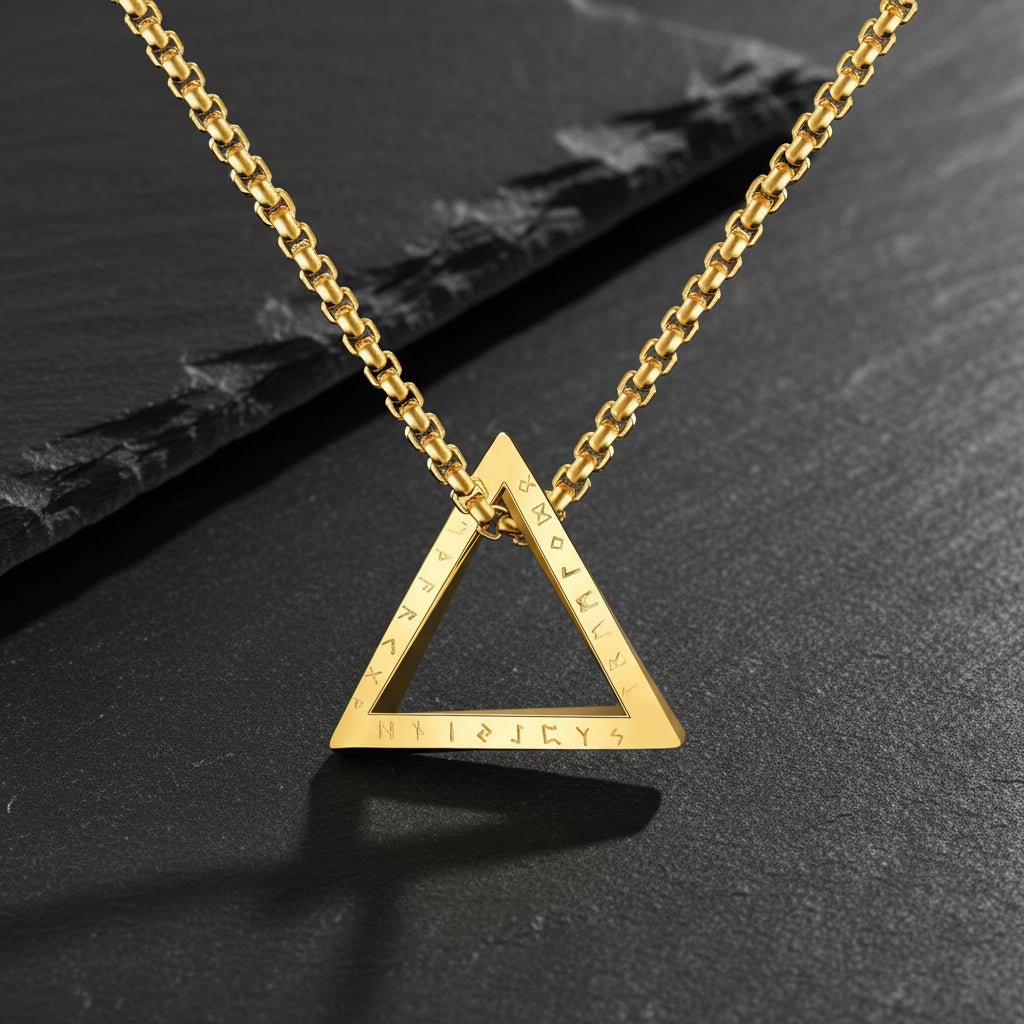 Men's Antique Twisted Norse Viking Triangle Pendant Necklace - Lovez Aqua© - 3 / 50cm