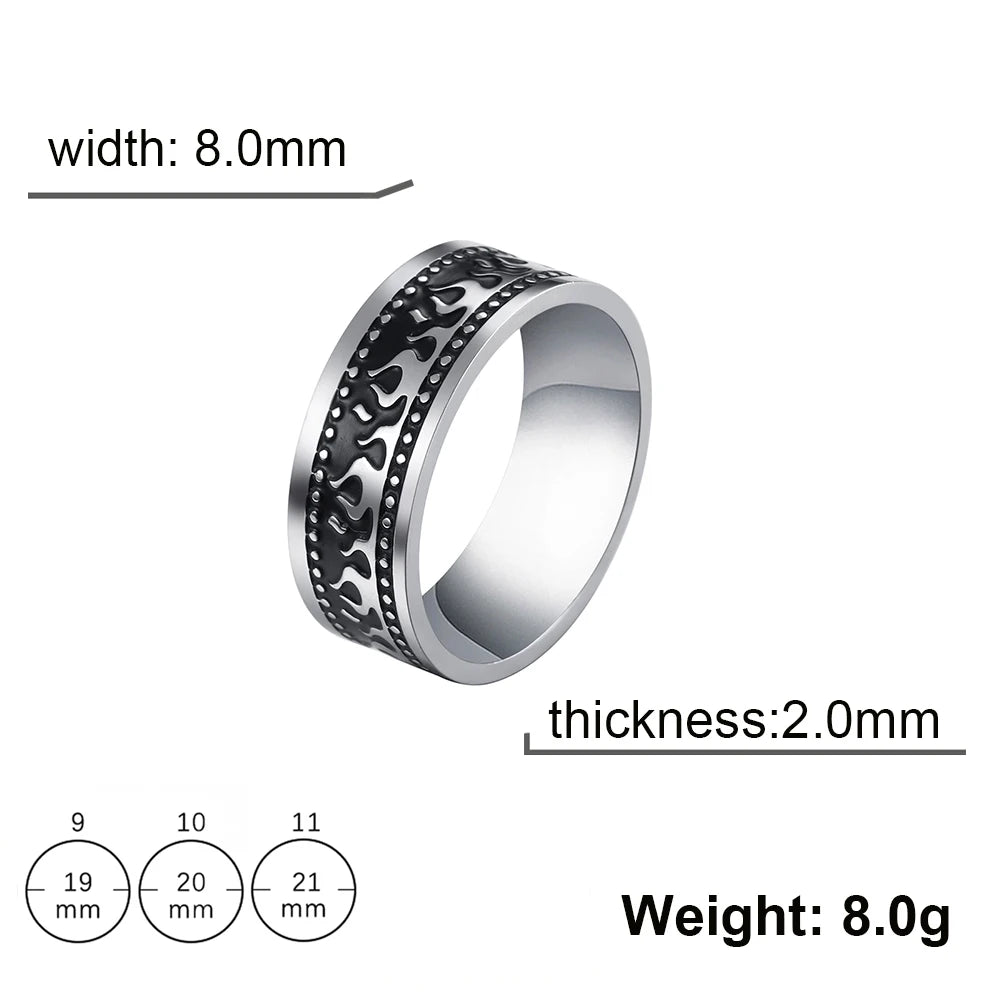 Men's Geometric Engraved Pattern Thick Stainless Steel Band Ring - Lovez Aqua© - Style 31 / 11