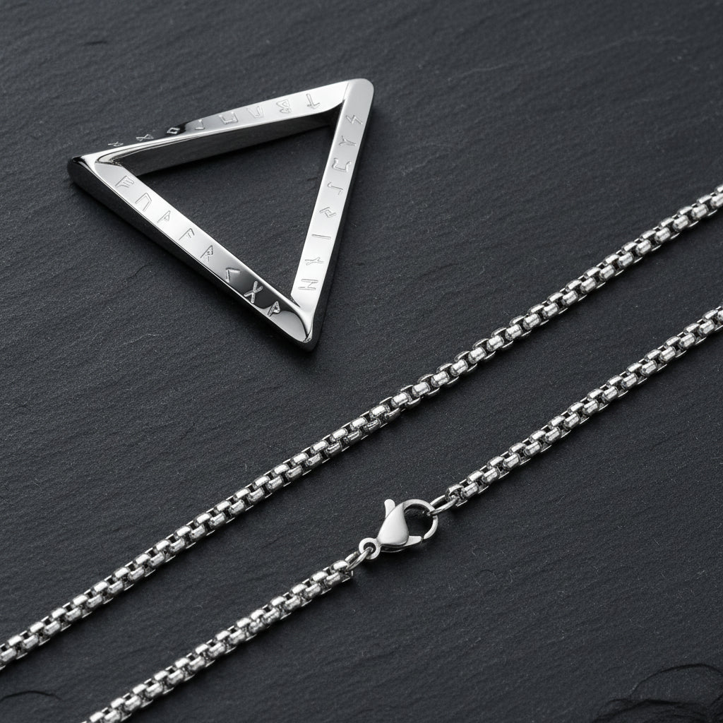 Men's Antique Twisted Norse Viking Triangle Pendant Necklace - Lovez Aqua© - 1 / 50cm