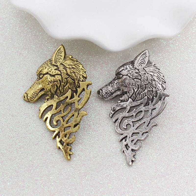 Men's Mysterious Wolf Head Filigree Viking Brooch - Lovez Aqua© -