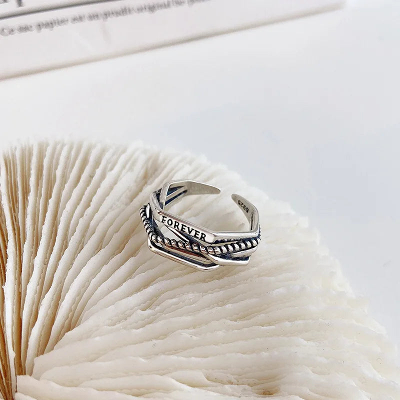 Women's Chic Silver Plated Adjustable Modern Style Rings - Lovez Aqua© -