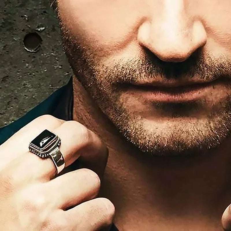 Lucifer Morningstar Real S925 Sterling Silver Ring with Natural Black Onyx Stone - Supernatural -