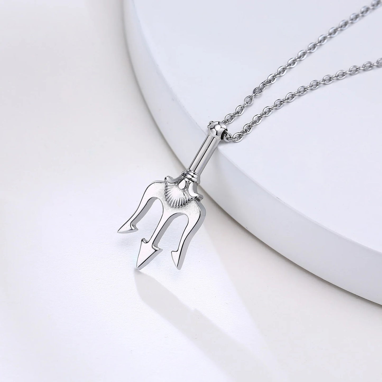 Men's Stainless Steel Punk Rock Neptune Trident Pendant Necklace - Lovez Aqua© - Silver Small / 60cm