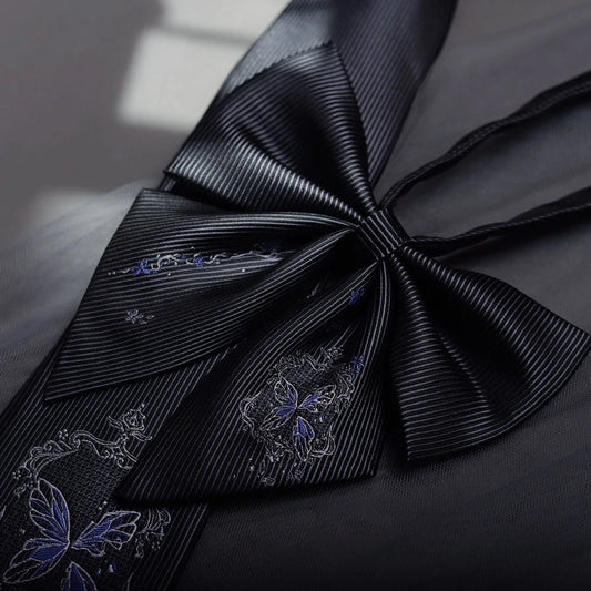 Gothic Japanese Anime Style Black & Purple Broken Butterfly Men's Necktie - Lovez Aqua© -