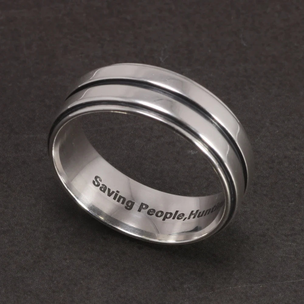 Supernatural Real S925 Sterling Silver Dean Winchester Ring with Engraving - Supernatural -