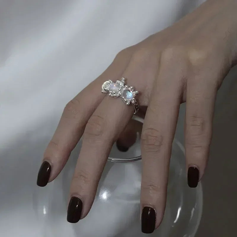 Women's Chic Silver Plated Adjustable Modern Style Rings - Lovez Aqua© - G