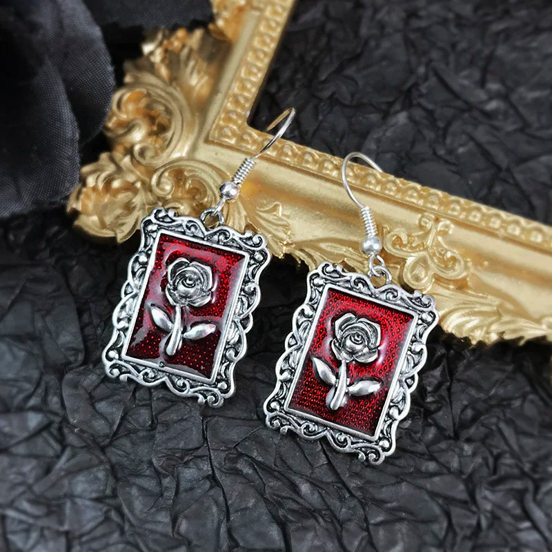 Women's Dark Gothic Vintage Punk Goth Halloween Drop Earrings - Lovez Aqua© - 1