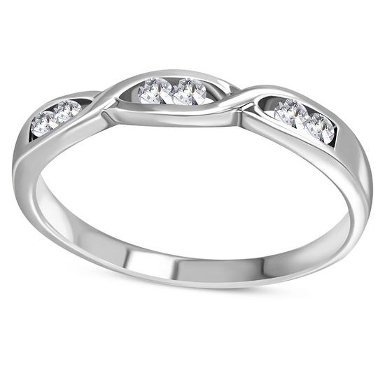 S925 Sterling Silver & Intwined Cubic Zirconia Women's Ring - Lovez Aqua© -