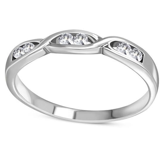 S925 Sterling Silver & Intwined Cubic Zirconia Women's Ring - Lovez Aqua© -