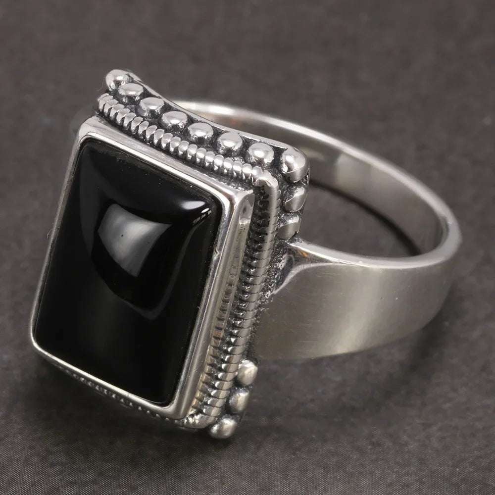 Lucifer Morningstar Real S925 Sterling Silver Ring with Natural Black Onyx Stone - Supernatural - Black Onyx / 13