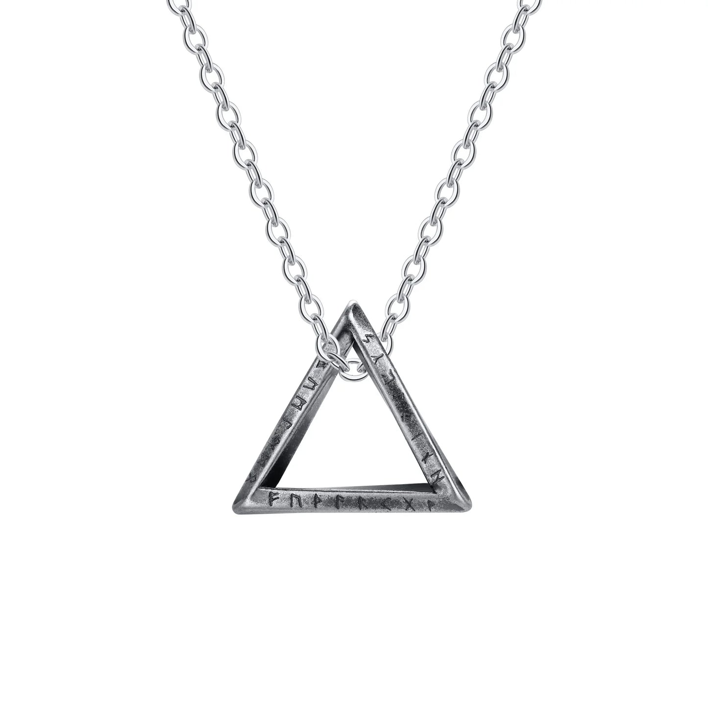 Men's Antique Twisted Norse Viking Triangle Pendant Necklace - Lovez Aqua© - 7 / 50cm