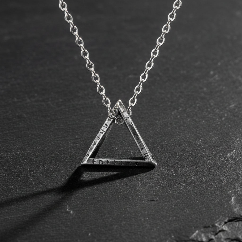 Men's Antique Twisted Norse Viking Triangle Pendant Necklace - Lovez Aqua© - 7 / 50cm