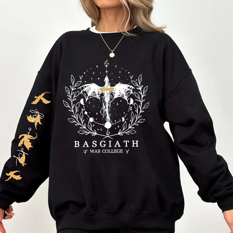 Fourth Wing Basgiath War College Dragon Women's Crewneck Pullover Sweatshirt - Fourth Wing - Black / S