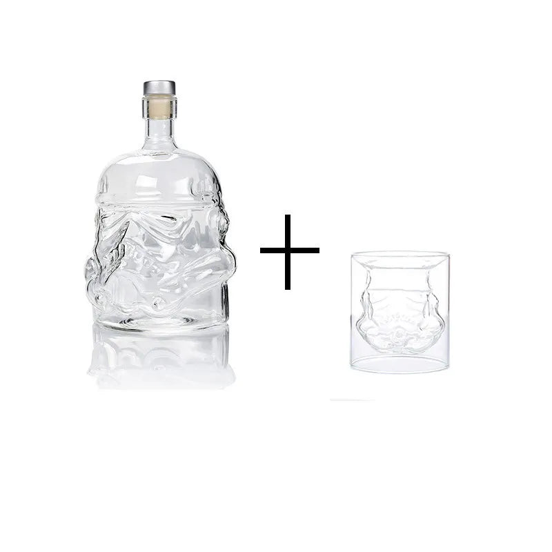 Disney Star Wars Storm Trooper Helmet Shaped Wine Decanter & Optional Glass Set - Lovez Aqua© - Bottle & Glass