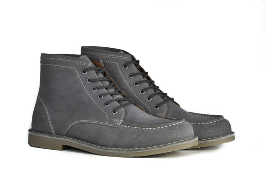 Men's Gray Suede Leather Ankle Boots With Durable Stitching - Lovez Aqua© -