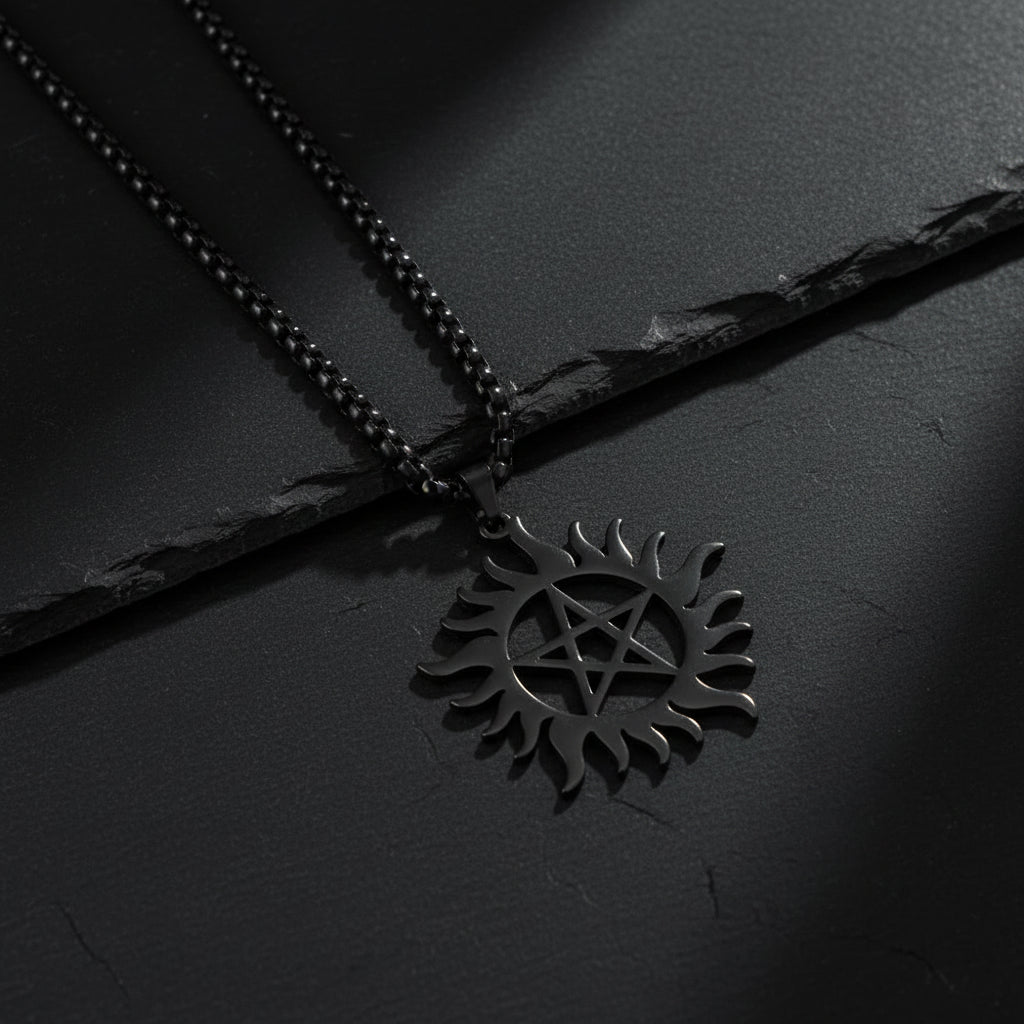 Supernatural Stainless Steel Shining Sun Pentagram Pendant Necklace - Supernatural -