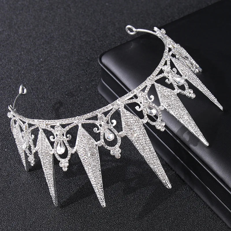 Women's Baroque Vintage Black Crystal Rhinestone Gothic Spear Tiara - Lovez Aqua© -