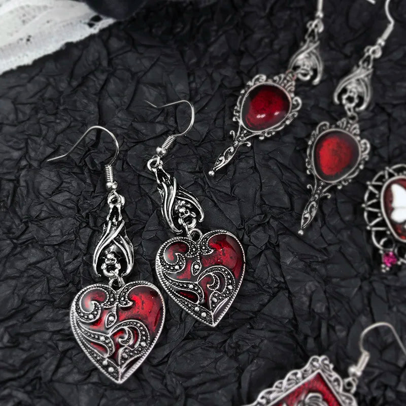 Women's Dark Gothic Vintage Punk Goth Halloween Drop Earrings - Lovez Aqua© -